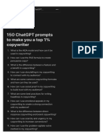 150 ChatGPT Prompts Tomakeyouatop1% Copywriter