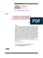 Da Inserção Ao Desmantelamento Da Economia Solidária No BR