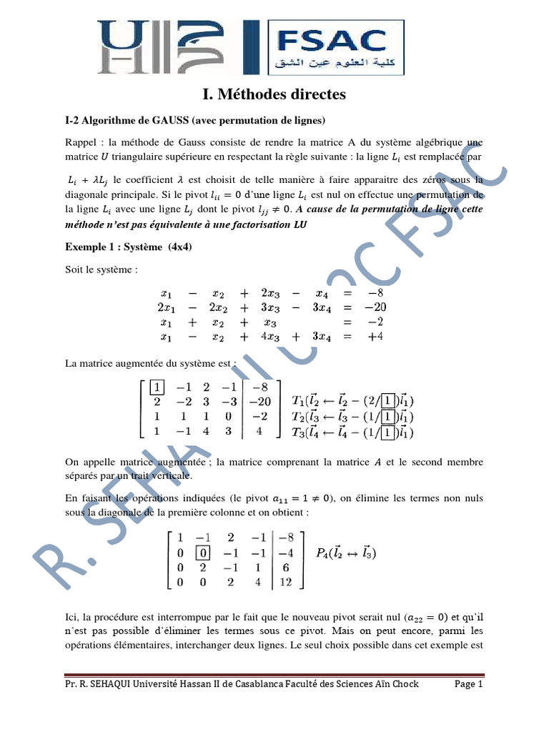 Algorithme de Gauss et Déterminant | PDF | Matrice (Mathématiques ...