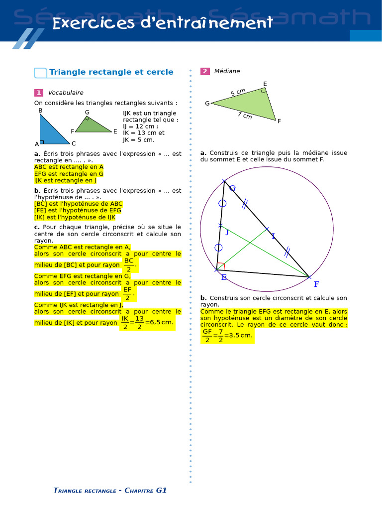 Triangle Rectangle et Cercle Circonscrit | PDF | Cercle | Triangle