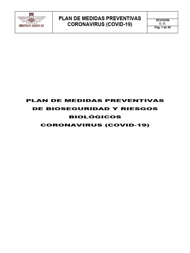 Plan de Medidas Preventivas Covid-19 Modelo Word | PDF | Lavado de ...