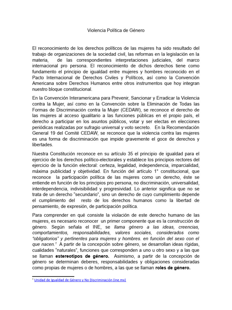 Violencia Política de Género y Derechos Mujeres | PDF | La violencia ...