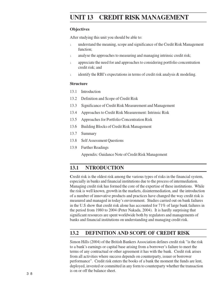 Credit Risk Management Overview | PDF | Credit (Finance ...