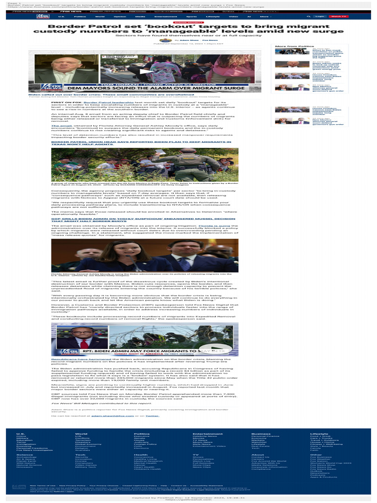 Border Patrol Set Bookout' Targets To Bring Migrant Custody Numbers