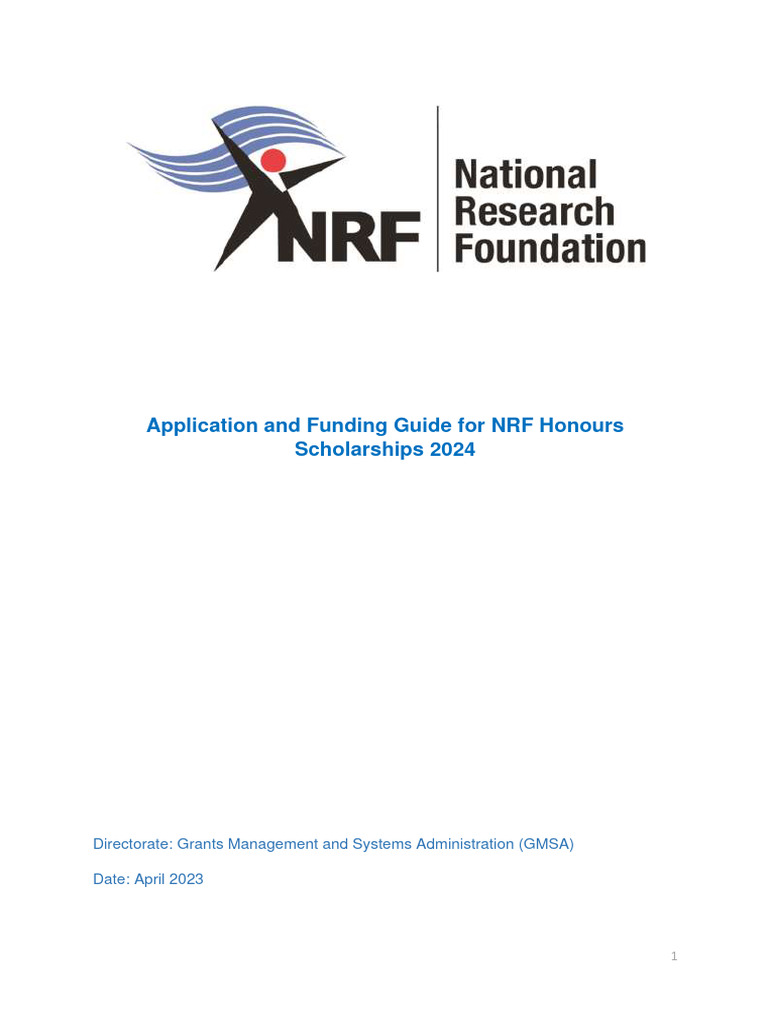 DSI NRF Honours Application and Funding Guide For 2024 PDF Login