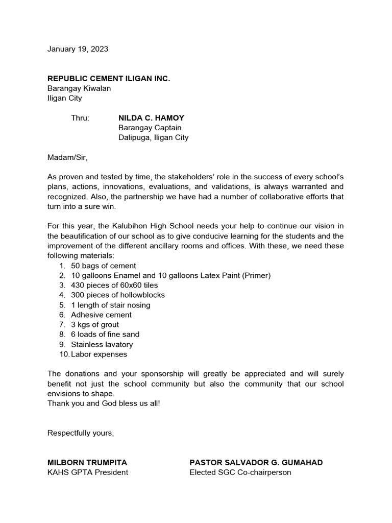 Stakeholders Letter | PDF | Tile | Secondary Sector Of The Economy