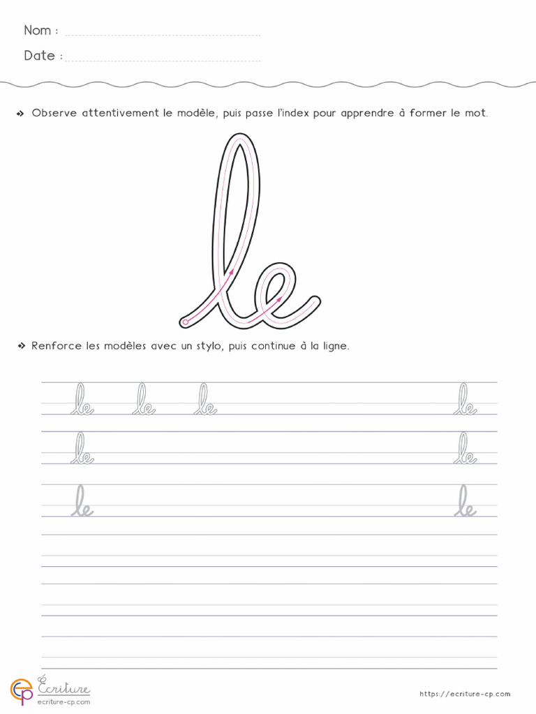 1 Ecriture Cursive Maternelle Gs Copie Debut D Annee CP Le | PDF