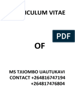 Curriculum Vitae: Ms Tjijombo Uautukavi