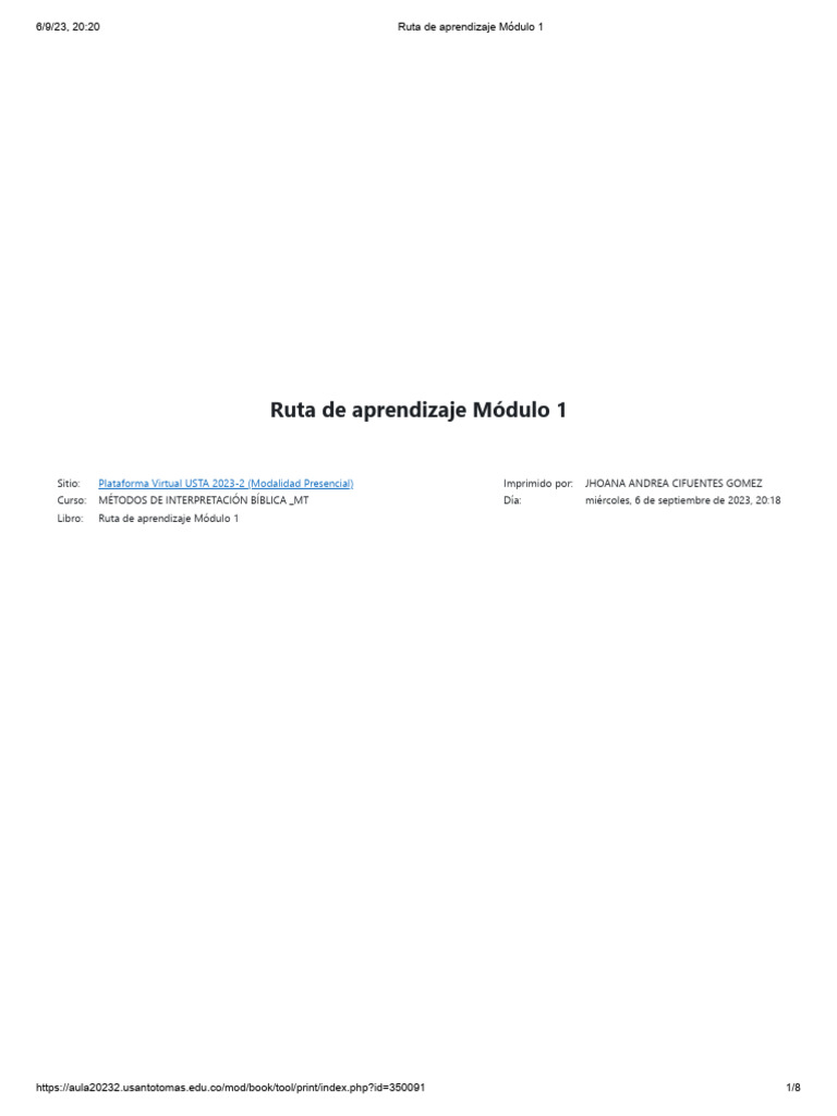 Ruta de Aprendizaje Módulo 1 | PDF | Hermenéutica Bíblica | Biblia