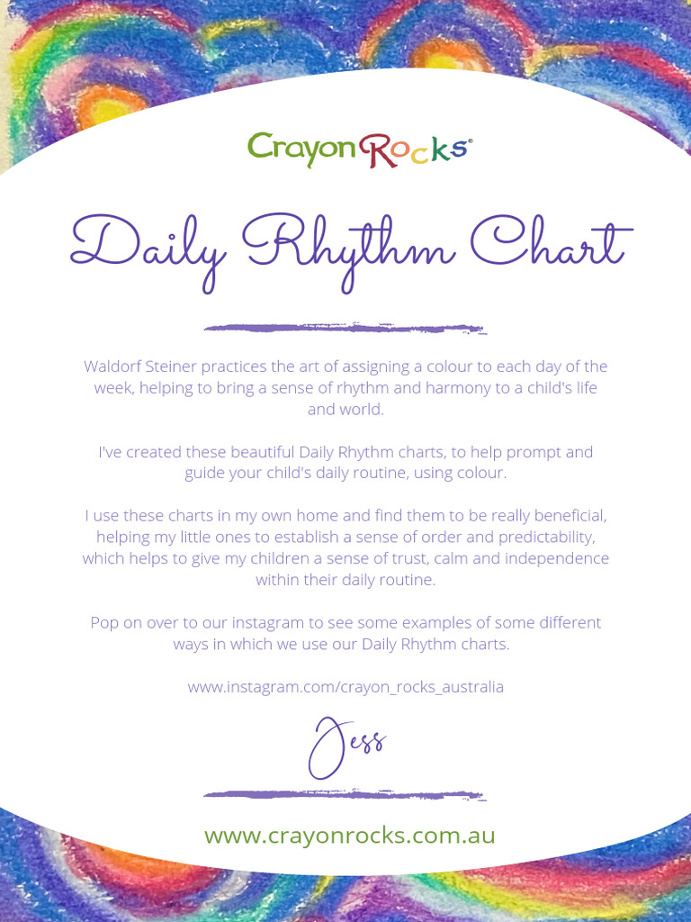 Crayon Rocks Australia _ Waldorf Steiner Daily Rhythms Chart 001 | PDF
