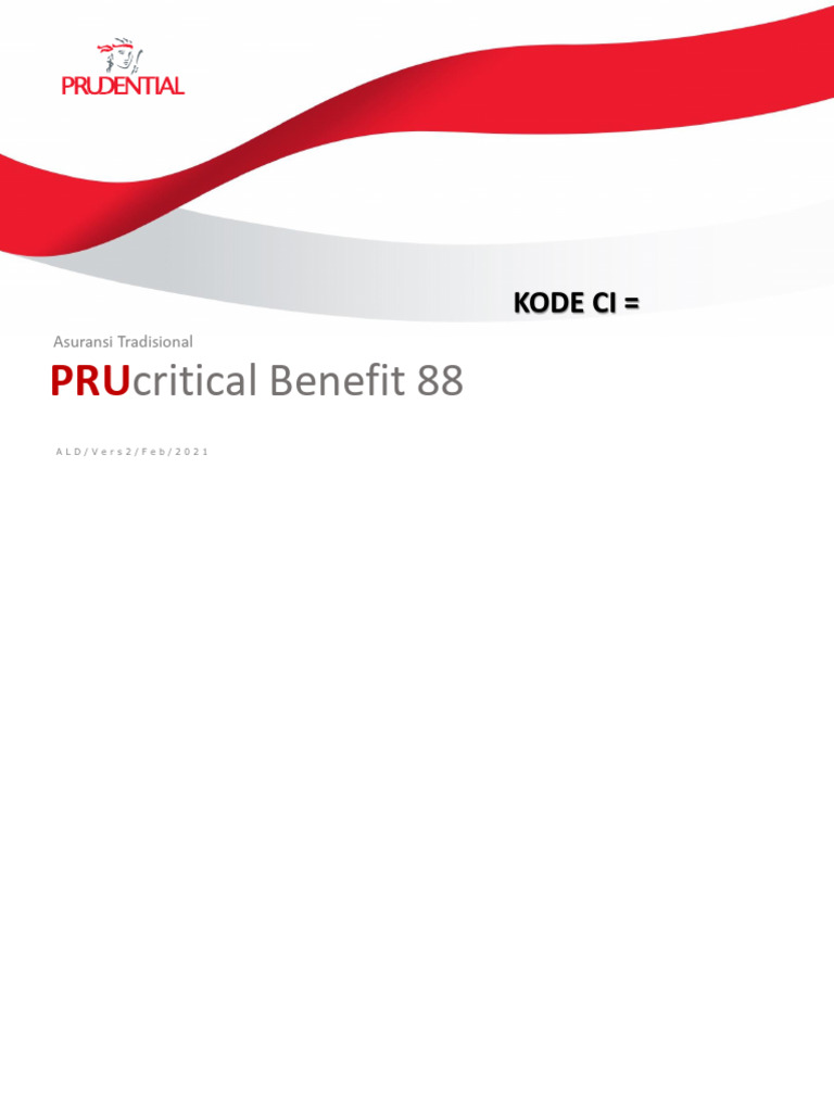 Manfaat dan Fitur PRUcritical Benefit 88 | PDF