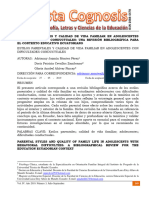 Estilos Parentales y Calidad de Vida Familiar en Adolescentes Con Dificultades Conductuales