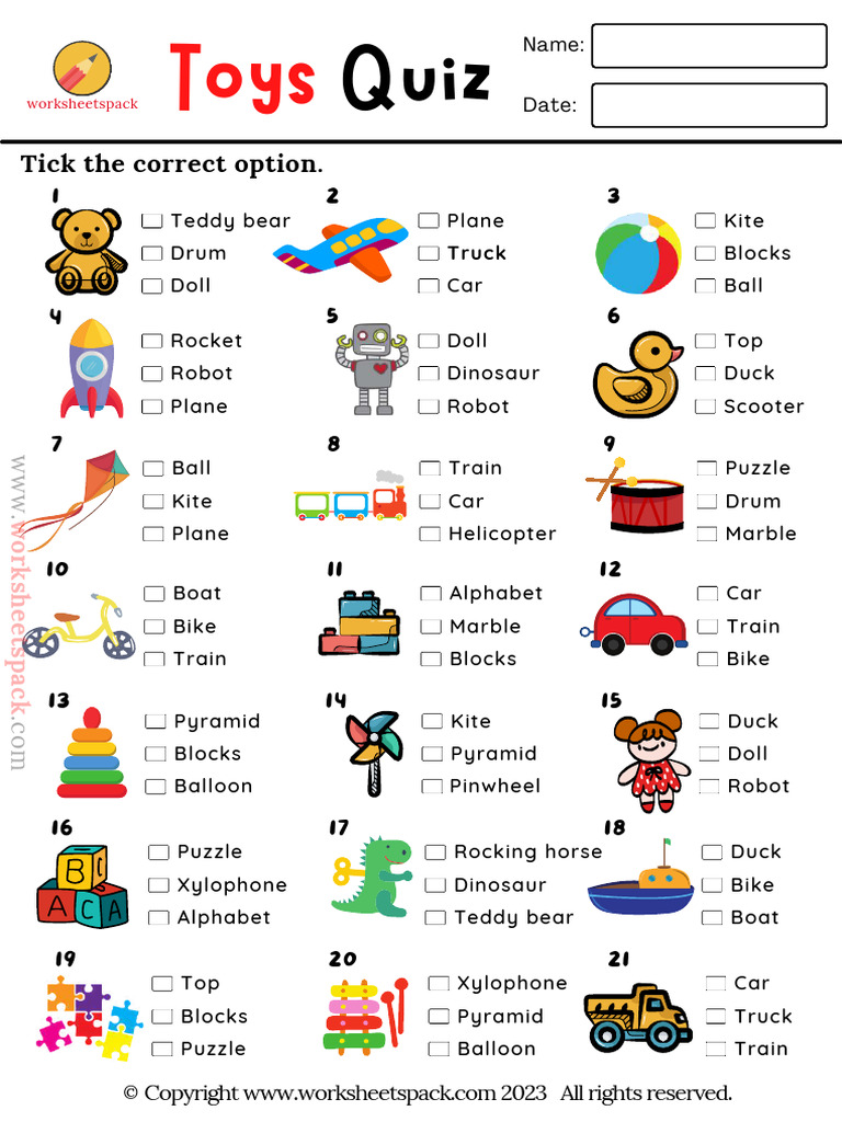 Esl Toys Picture Quiz For Kids Pdf