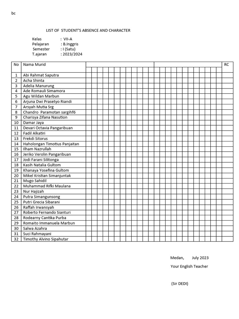 List of Student PDF