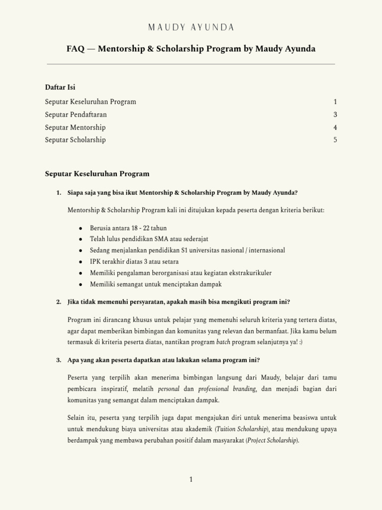 Program Beasiswa & Mentorship Maudy Ayunda | PDF