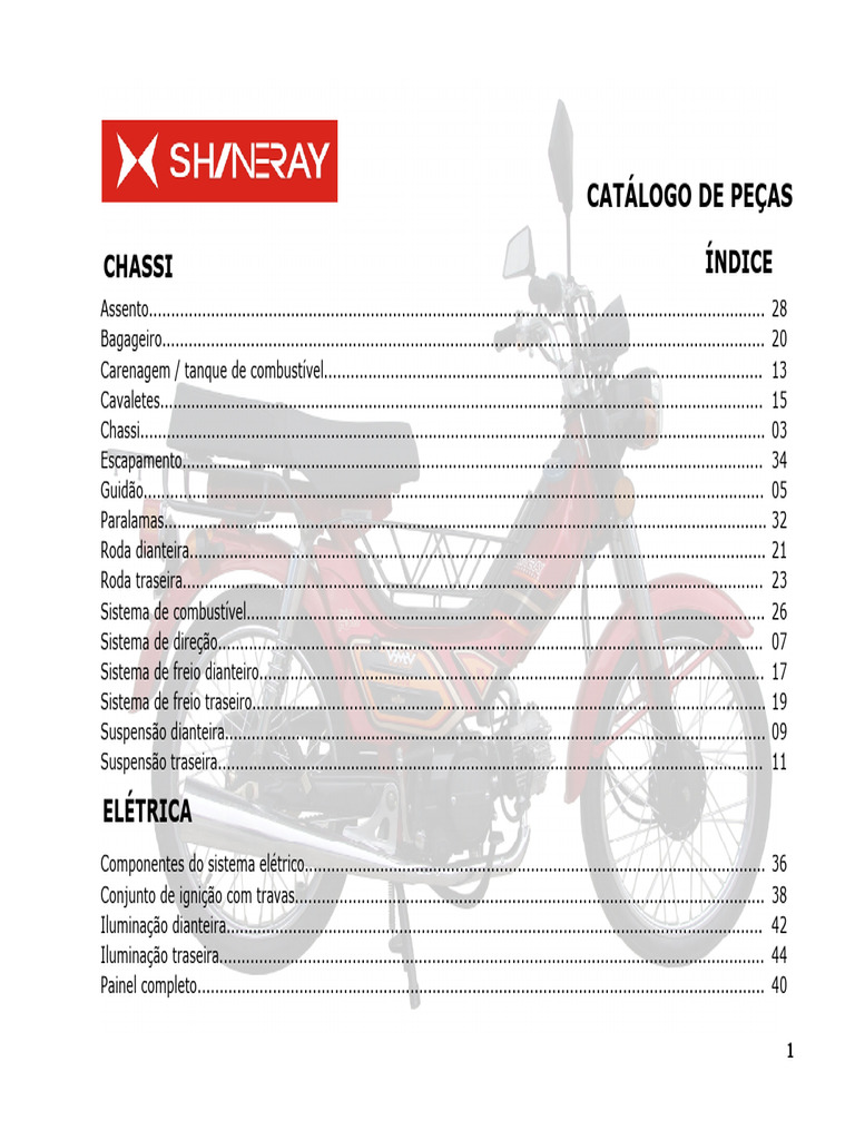 Catálogo de Peças Shineray 50cc | PDF | Pistão | Eixo