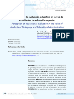 Percepción de La Evaluación Educativa en La Voz de Estudiantes de Educación Superior