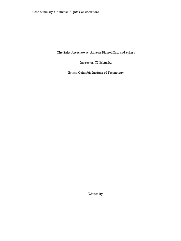 Human Rights Case: Sales Associate vs. Aurora | PDF | Sexual Harassment ...