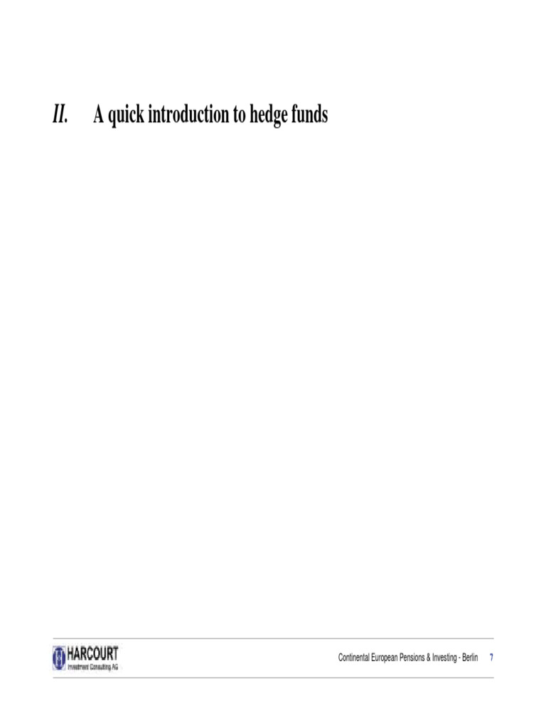 A Quick Introduction To Hedge Funds PDF Investment Fund Hedge Fund