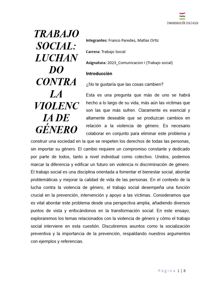 Trabajo Social y Violencia de Género | PDF | La violencia contra las ...