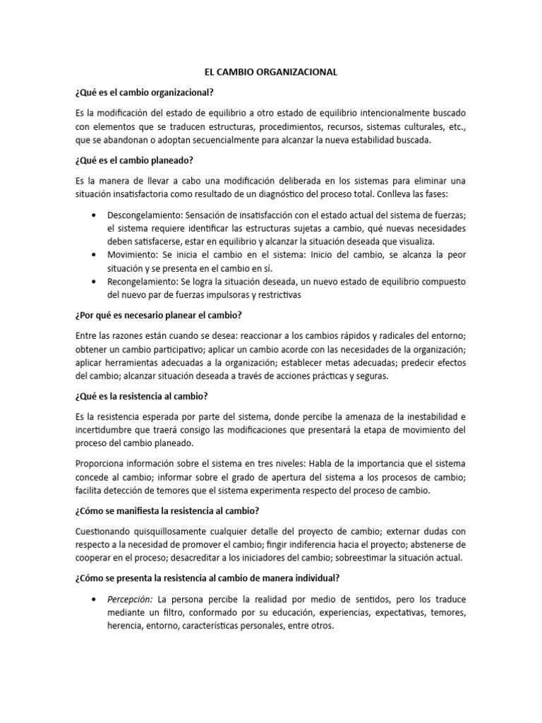 Gestión del Cambio Organizacional | PDF | Aprendizaje | Gestión del cambio