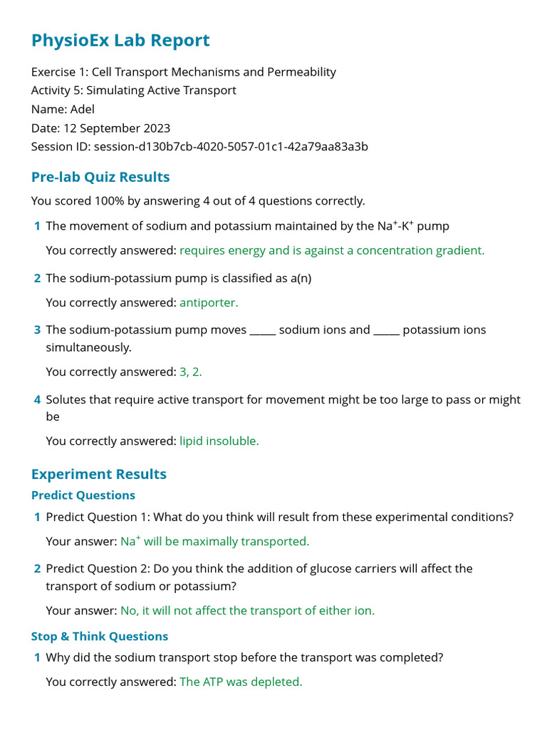 Sodium Transport and ATP Depletion Analysis | PDF | Biochemistry ...