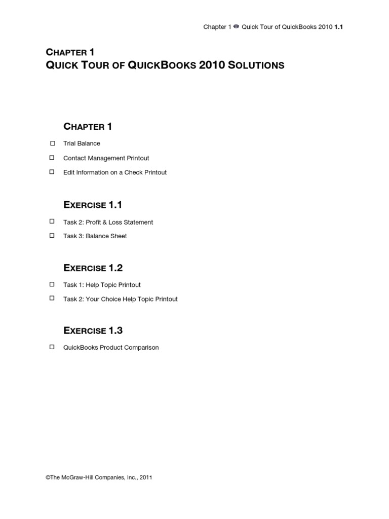Chapter 01 Solutions Manual-1 | PDF | Quick Books | Debits And Credits