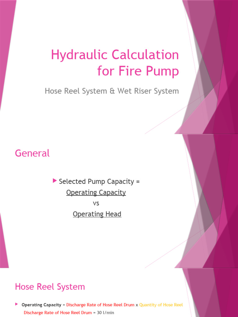 Hydraulic Calculation For Fire Pump PDF Pump Pressure