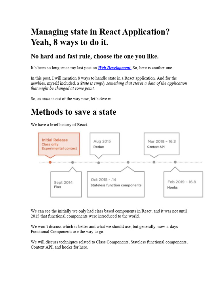 8 Methods for React State Management | PDF | Http Cookie | Computer ...