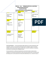 CRONOGRAMA PARA LA 3er PRESENTACIÓN DE LA MATERIA PROFESIONALIZACIÓN III