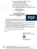 Announcement Hasil Seleksi Administrasi Penerimaan Dosen Tetap Di Lingkungan Universitas Sumatera Utara Tahun 2023 TBSH
