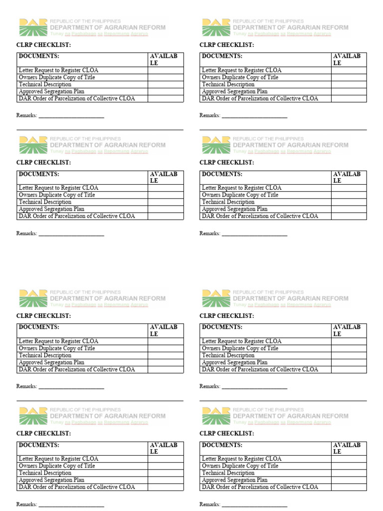 CLOA Registration Document Guide | PDF
