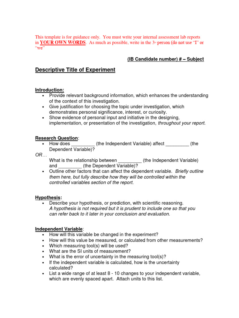 Physics IA Structure and Template Guide | PDF | Methodology | Uncertainty