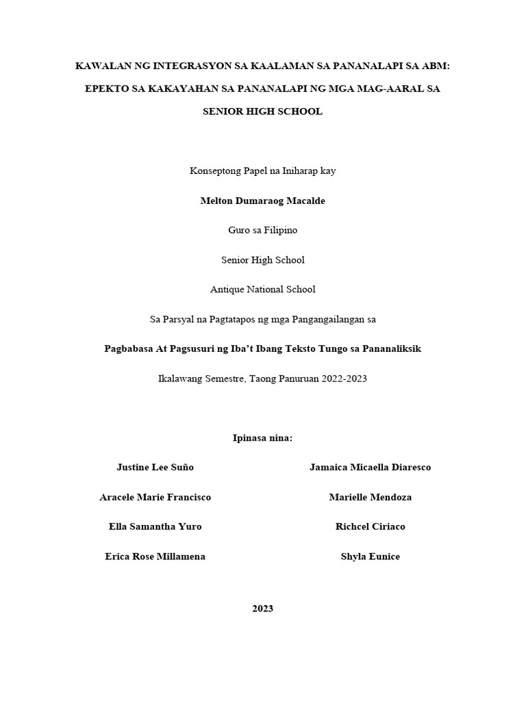 Pagbabasa-at-Pagsusuri-Concept-Paper | PDF