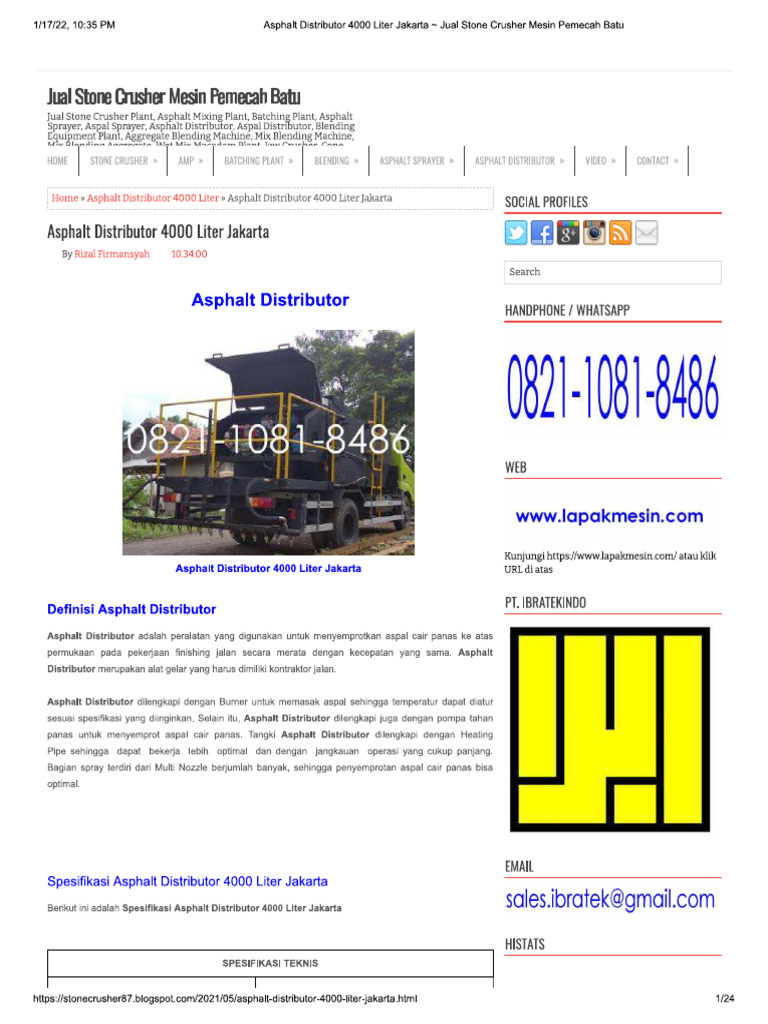 Asphalt Distributor 4000 Liter Pdf