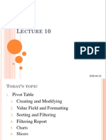 Lecture 10 Pivot Table
