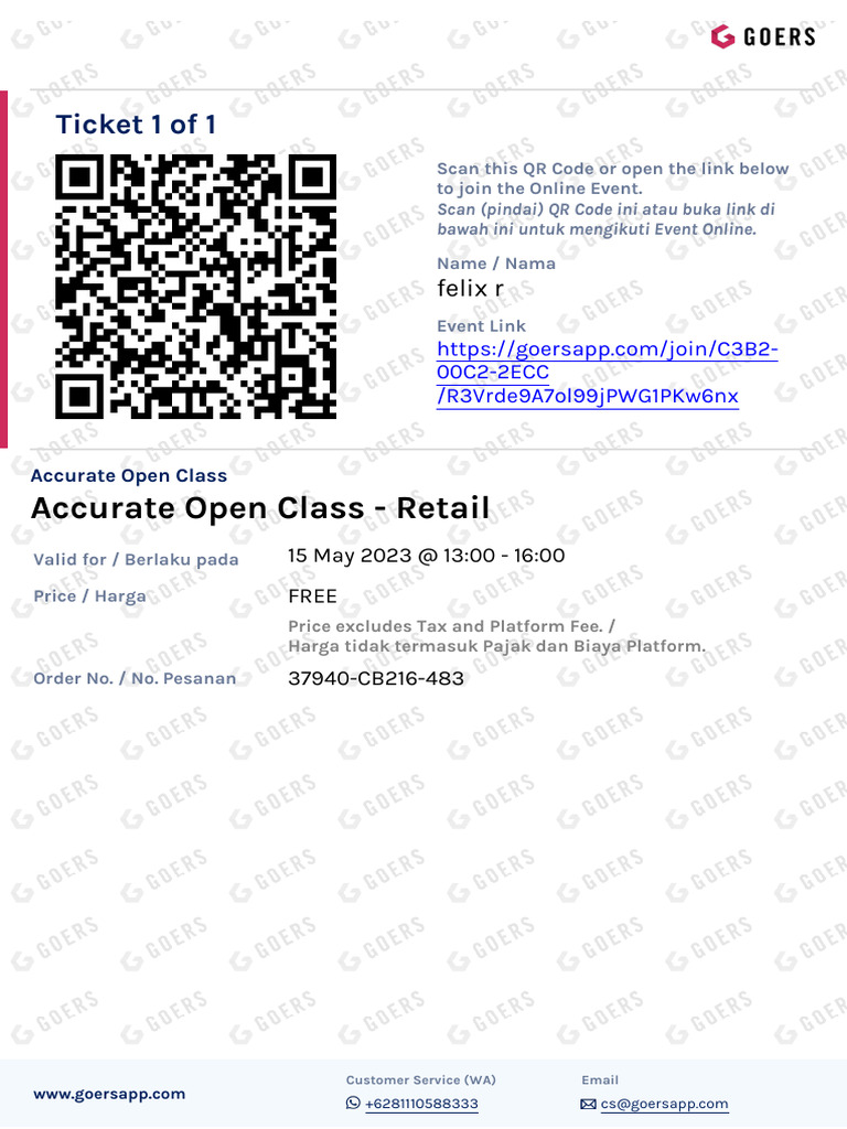 (Event Ticket) Accurate Open Class - Retail - Accurate Open Class - 1 ...