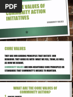 The Core Values of Community Action Initiatives