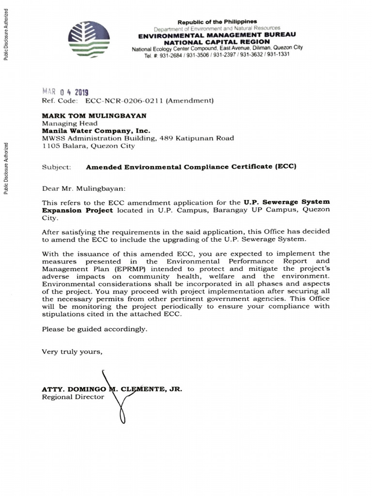 Amended ECC for U.P. Sewerage Project | PDF | Emergency Management ...
