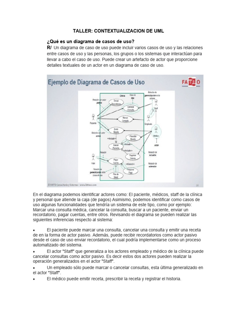 Taller sobre Diagramas UML y Casos de Uso | PDF | Lenguaje de modelado ...