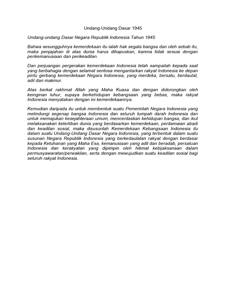 Teks Undang-Undang Dasar 1945 | PDF | Politik
