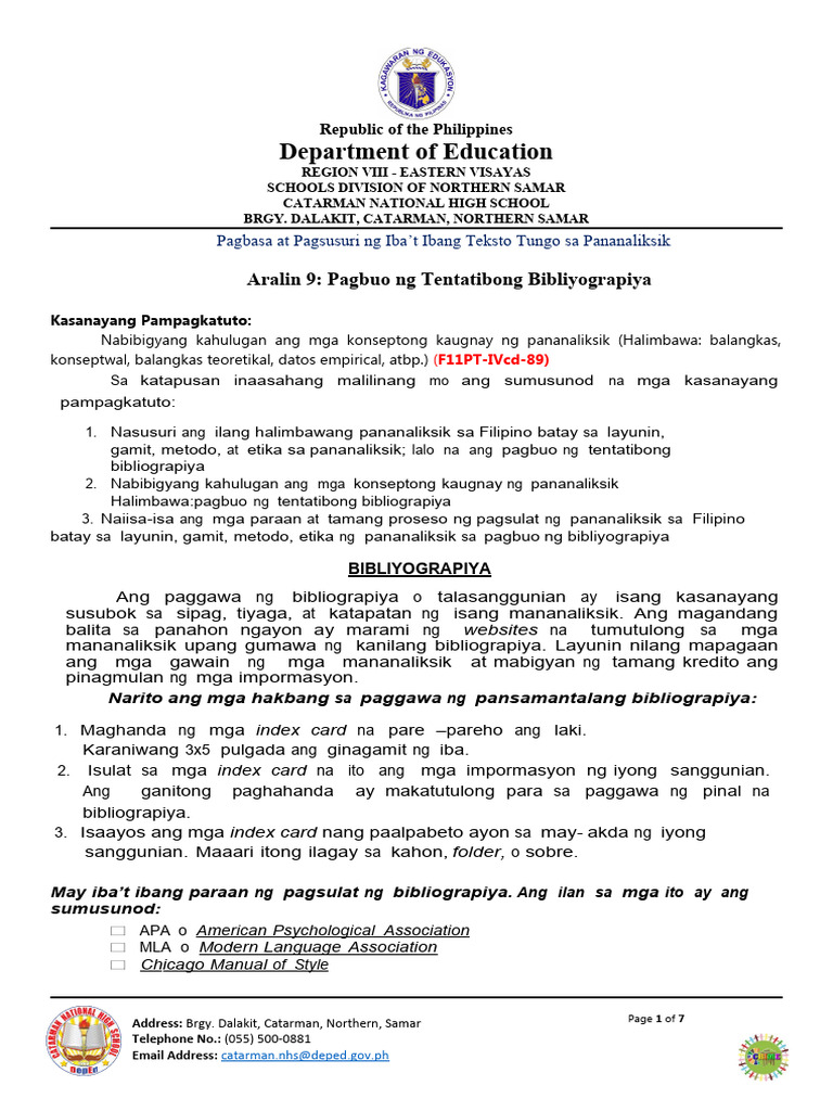 Pagbasa Modyul 9 Pdf