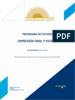 Programa Expresión Oral y Escrita 2022