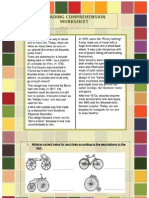 Reading Comprehension Worksheet: The Bicycle