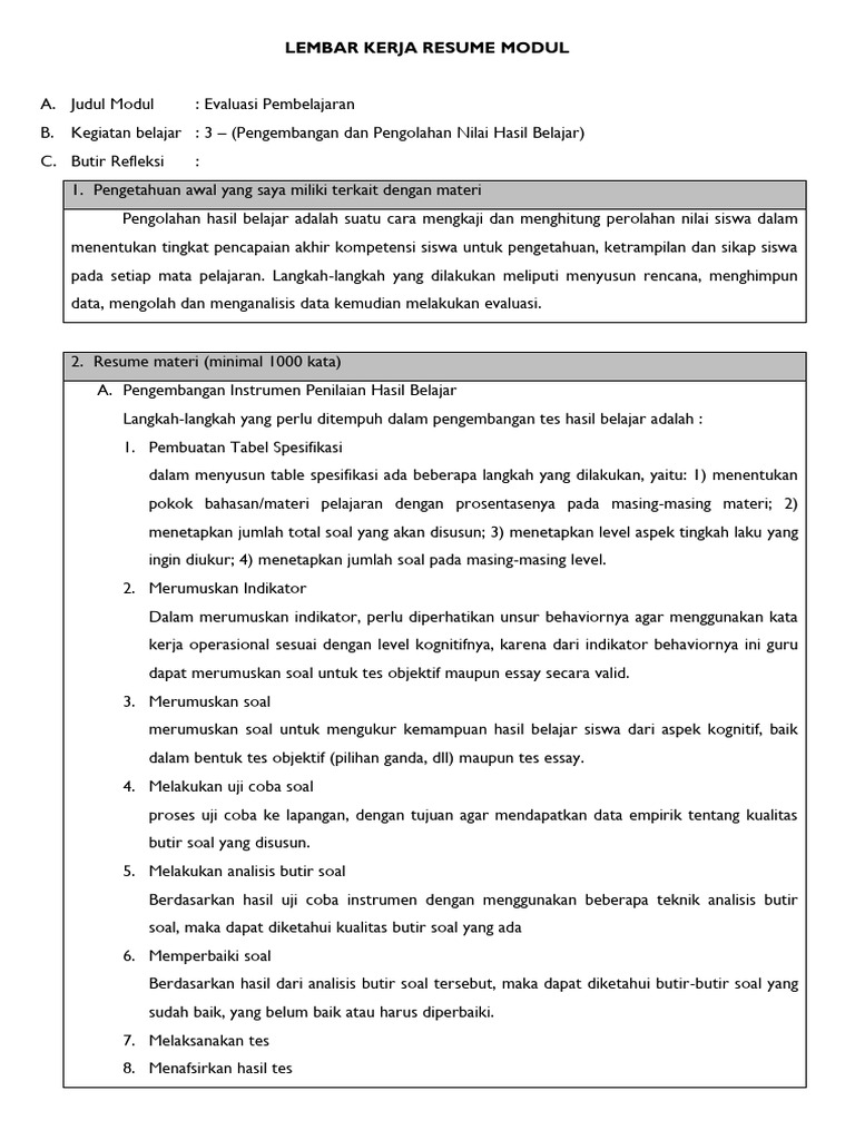 Panduan Evaluasi Pembelajaran Siswa | PDF | Karier & Perkembangan