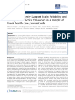 The 13 Item Family Support Scale: Reliability and Validity of The Greek Translation in A Sample of Greek Health Care Professionals