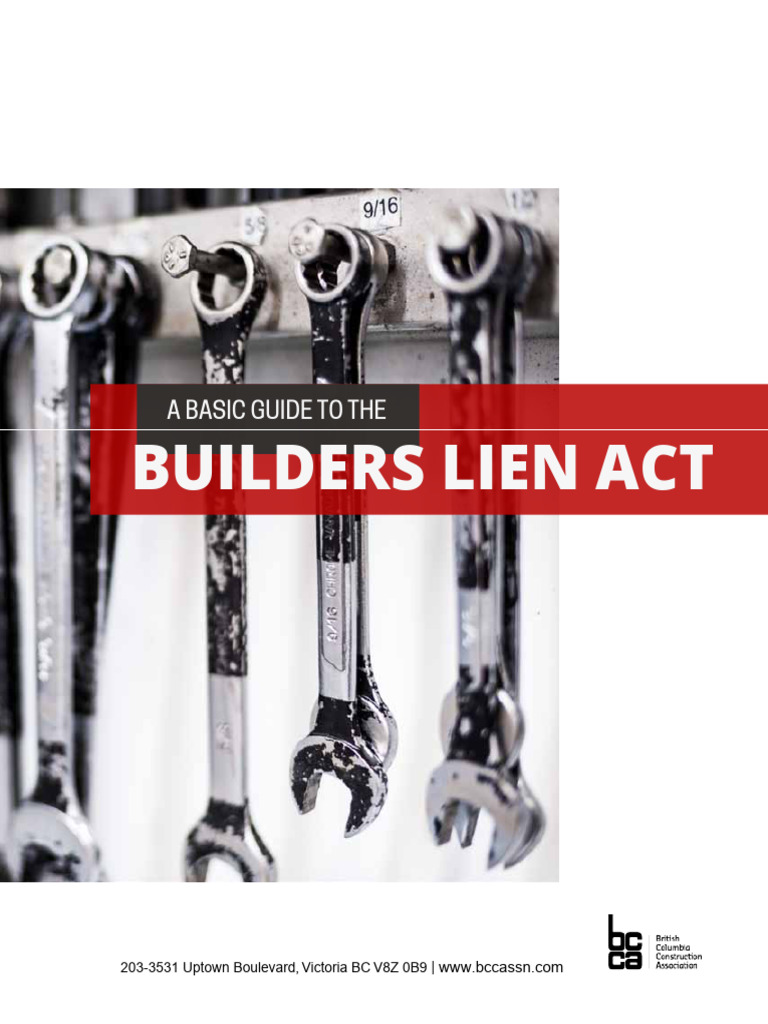 Bcca Builders Lien Act 2022 PDF Trust Law General Contractor