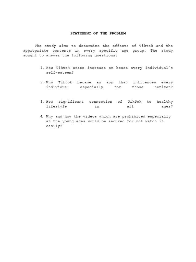 CHAPTER 1 Statement of The Problem | PDF