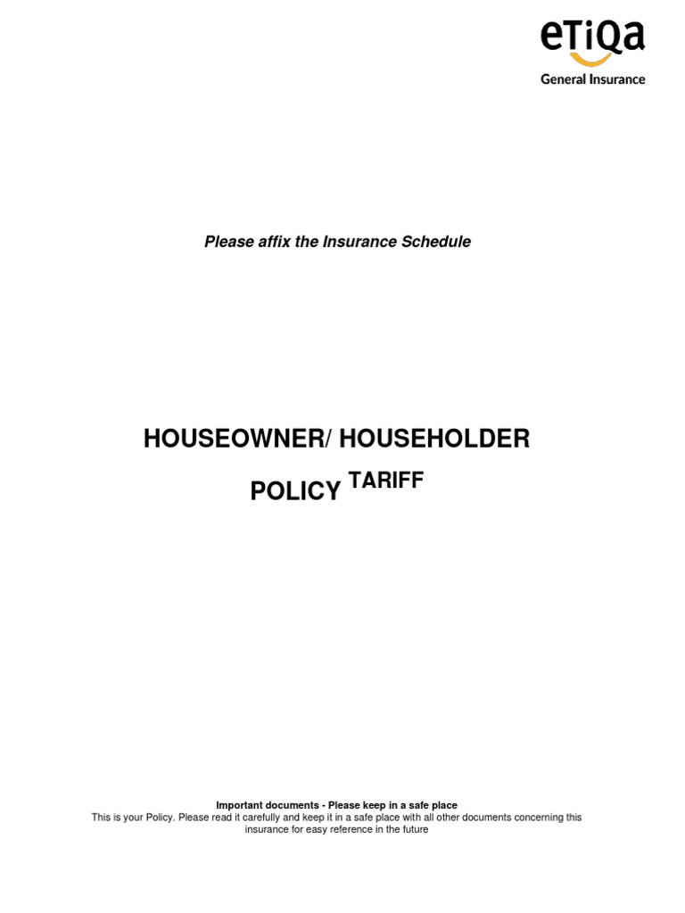 Policy Wording Houseowner Householder (Hohh) Insurance (Eng) PDF