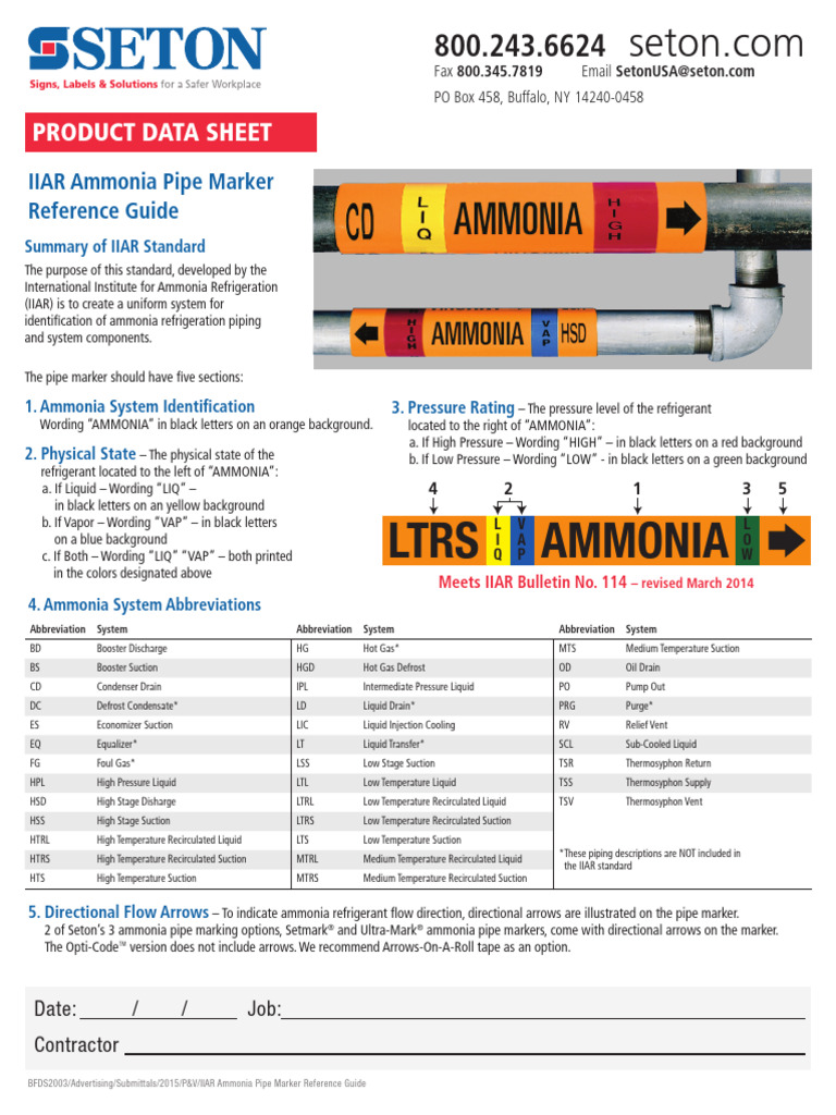 Iiar Ammonia Pipe Markers PDF Ammonia Liquids